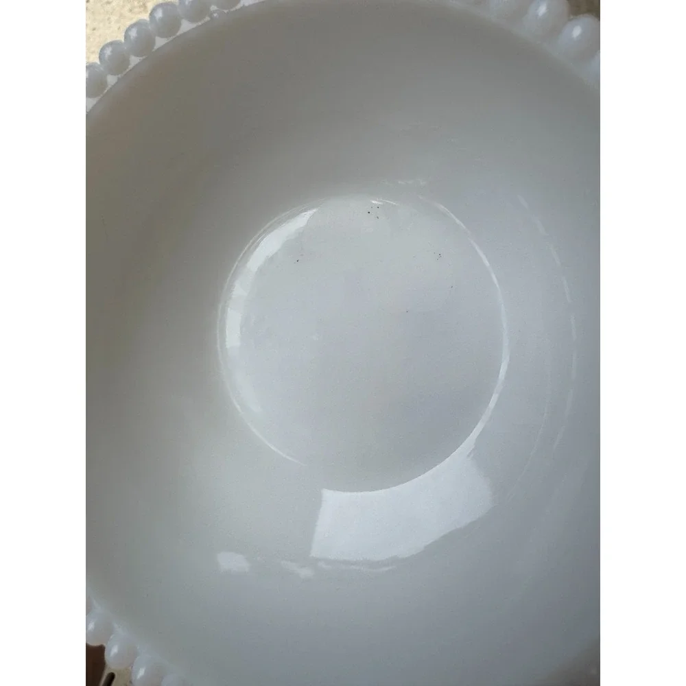 Vintage Federal Glass Milk Glass 'Petal' Pattern' Small Sauce Berry Bowl 4.75